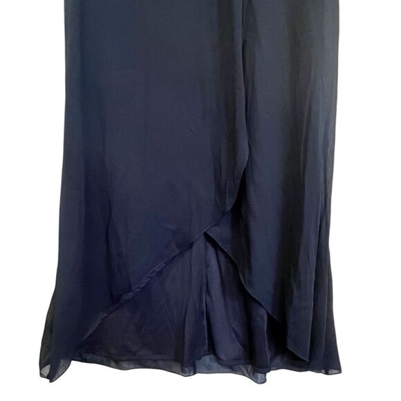 NWT Adrianna Papell | Dark Navy / Black Chiffon Long Maxi Sequin Wrap Dress 4 - Picture 12 of 16
